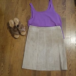 6 Ann Taylor LOFT Leather Skirt Tan Lined EUC